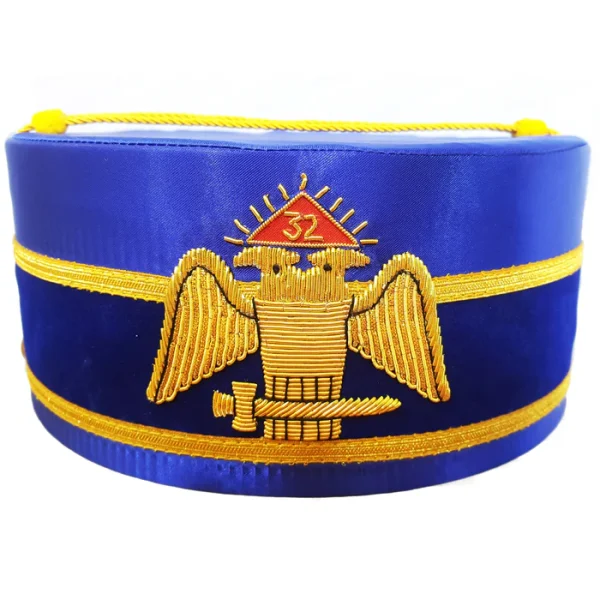 32nd Degree Scottish Rite Crown Cap - Wings Down Blue Hand Embroidery