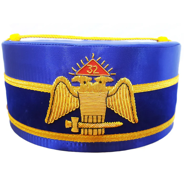 32nd Degree Scottish Rite Crown Cap – Wings Down Blue Hand Embroidery