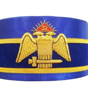 32nd Degree Scottish Rite Crown Cap - Wings Down Blue Hand Embroidery