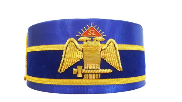 32nd Degree Scottish Rite Crown Cap - Wings Down Blue Hand Embroidery