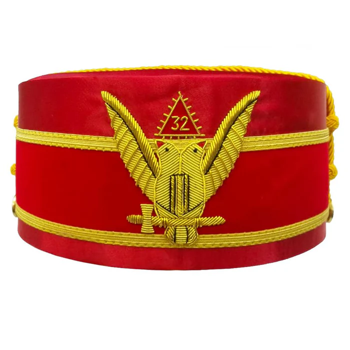 32nd Degree Scottish Rite Crown Cap – Wings Up Red Hand Embroidery