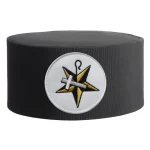 White Shrine of Jerusalem Crown Cap - Black Rayon Gold Star Badge