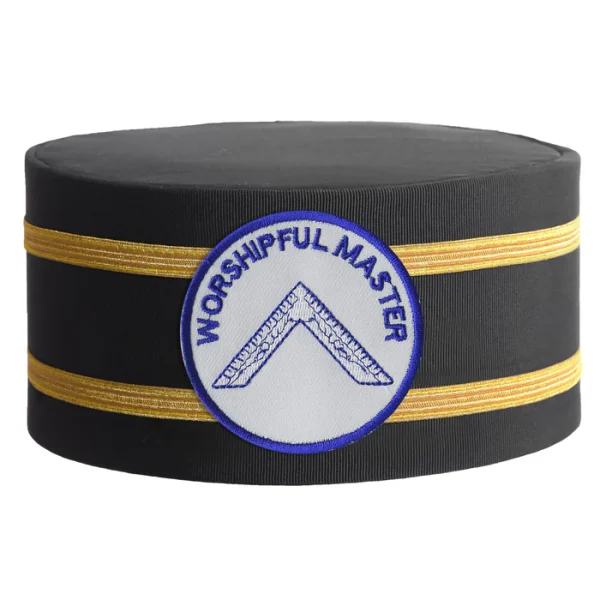 Worshipful Master Blue Lodge Crown Cap - White & Blue with Double Braid