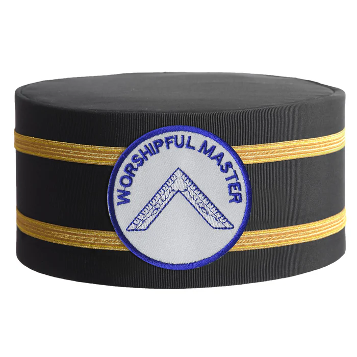 Worshipful Master Blue Lodge Crown Cap – White & Blue with Double Braid