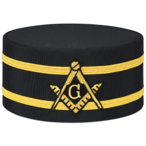 Master Mason Blue Lodge Crown Cap - Black with Double Braid