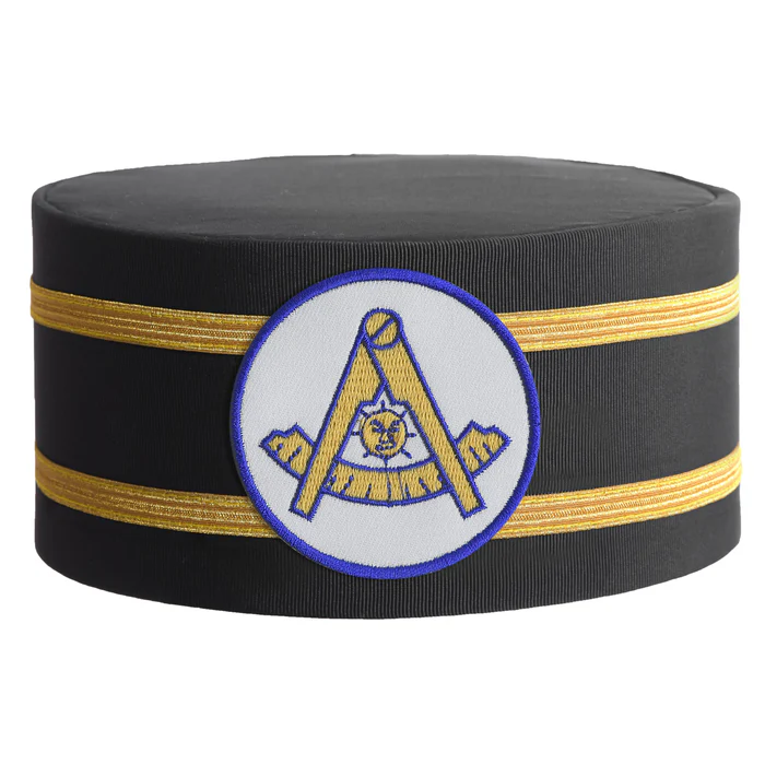 Past Master Blue Lodge California Regulation Crown Cap – White Patch & Double Braid