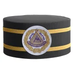Grand Master Blue Lodge Crown Cap - Black Grosgrain Gold Braid White Patch