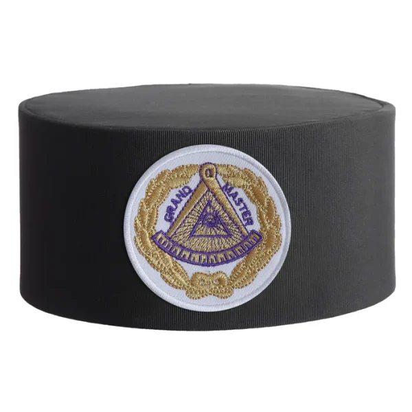 Grand Master Blue Lodge Crown Cap - White Patch with Gold Emblem & Wreath