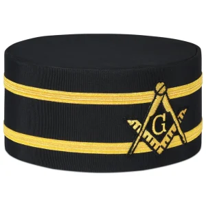 Master Mason Blue Lodge Crown Cap - Black with Double Braid