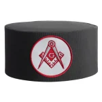 Master Mason Blue Lodge Crown Cap - Black Rayon with White Red Emblem