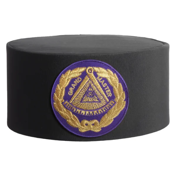 Grand Master Blue Lodge Crown Cap - Black Rayon with Purple Patch