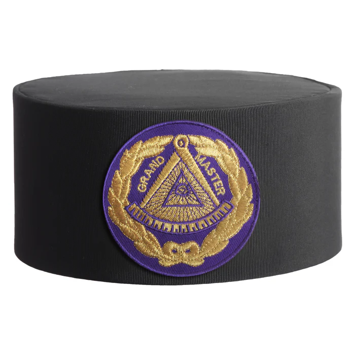 Grand Master Blue Lodge Crown Cap – Black Rayon with Purple Patch