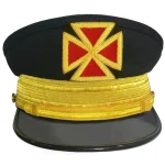 Knights Templar Fatigue Cap - Black Hand Embroidered Gold Braid
