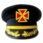 Grand Commandery Knights Templar Fatigue Cap - Black with Gold Vinework