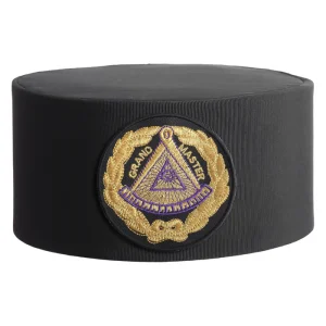 Grand Master Blue Lodge Crown Cap - Black with Gold Emblem & Wreath