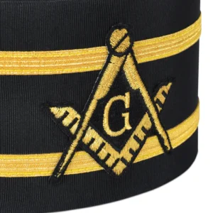 Master Mason Blue Lodge Crown Cap - Black with Double Braid