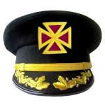 Past Grand Commander Knights Templar Cap - Black Gold Vinework Templar Cross