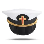 Past Commander Knights Templar Cap - White Black Red Cross Gold Chin Strap