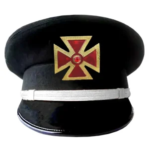 Grand Commandery Knights Templar Fatigue Cap - Red Metal Cross with Braid (Gold/Silver)