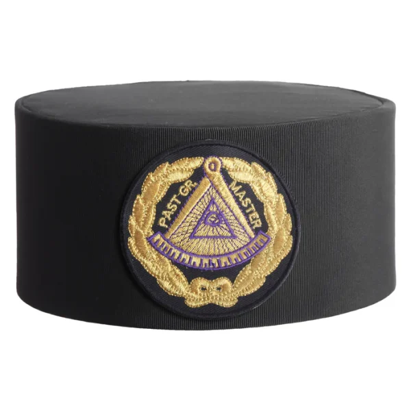 Past Grand Master Blue Lodge Crown Cap - Black Patch with Gold Emblem