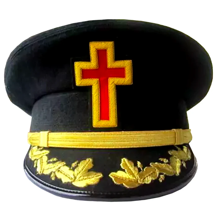 Past Commander Knights Templar Commandery Fatigue Cap – Hand Embroidered with Vinework