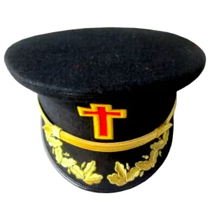 Past Commander Knights Templar Commandery Fatigue Cap - Hand Embroidered with Vinework