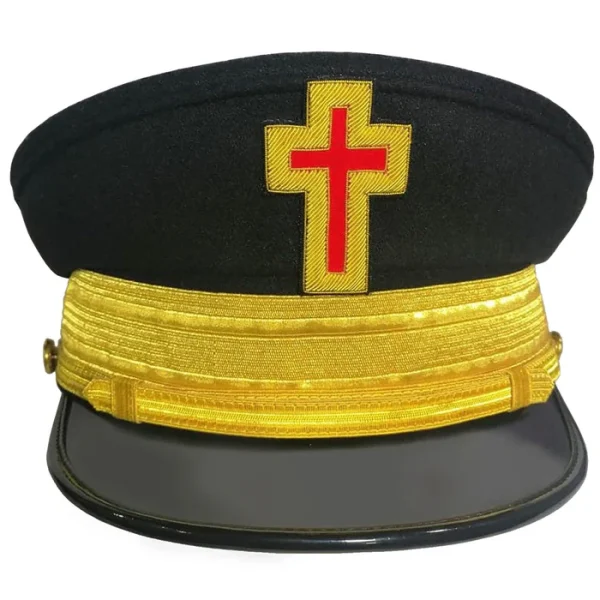 Past Commander Knights Templar Fatigue Cap - Hand Embroidered with Gold Braid