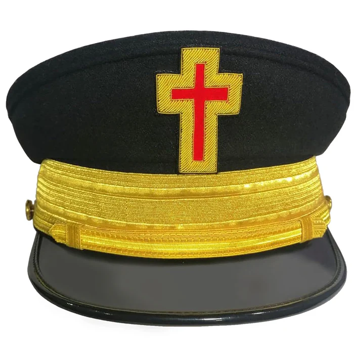 Past Commander Knights Templar Fatigue Cap – Hand Embroidered with Gold Braid