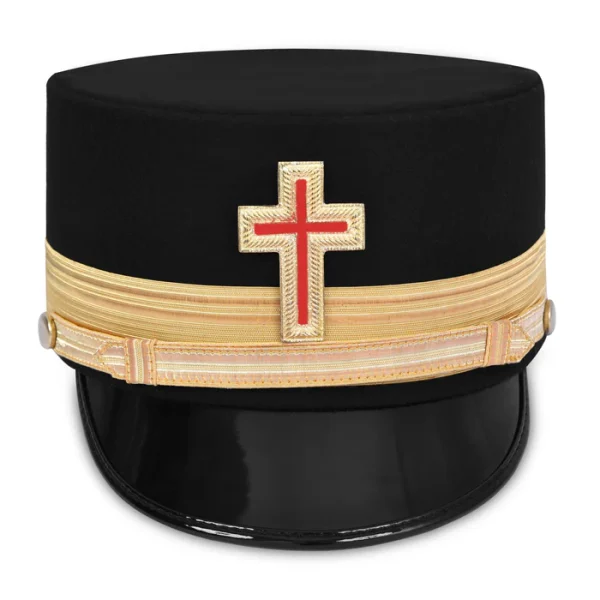 Past Commander Knights Templar Commandery Fatigue Cap - Gold Metal Embroidered with Vinework