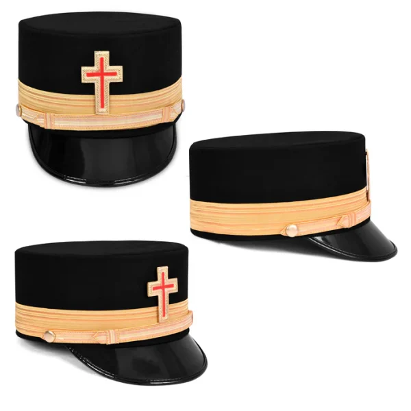 Past Commander Knights Templar Commandery Fatigue Cap - Gold Metal Embroidered with Vinework