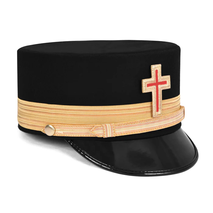 Past Commander Knights Templar Commandery Fatigue Cap – Gold Metal Embroidered with Vinework