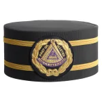 Past Grand Master Crown Cap Black Rayon - Black Patch Double Gold Braid