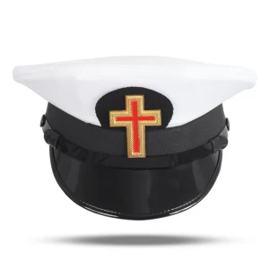 Past Commander Knights Templar Commandery Fatigue Cap - Red Cross with Black Chin Strap