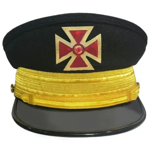 Grand Commandery Knights Templar Fatigue Cap - Red Metal Cross with Large Braid (Gold/Silver)