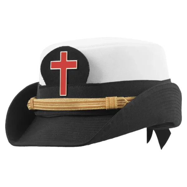 Knights Templar Commandery Fatigue Cap - Red Cross with Gold Strap