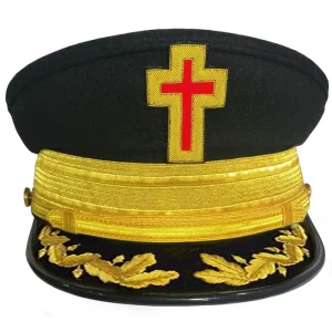 Past Commander Knights Templar Commandery Fatigue Cap - With Vinework & Gold Braid