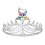 Worthy Matron OES Crown - Rhodium Silver Crystal Stone Tiara