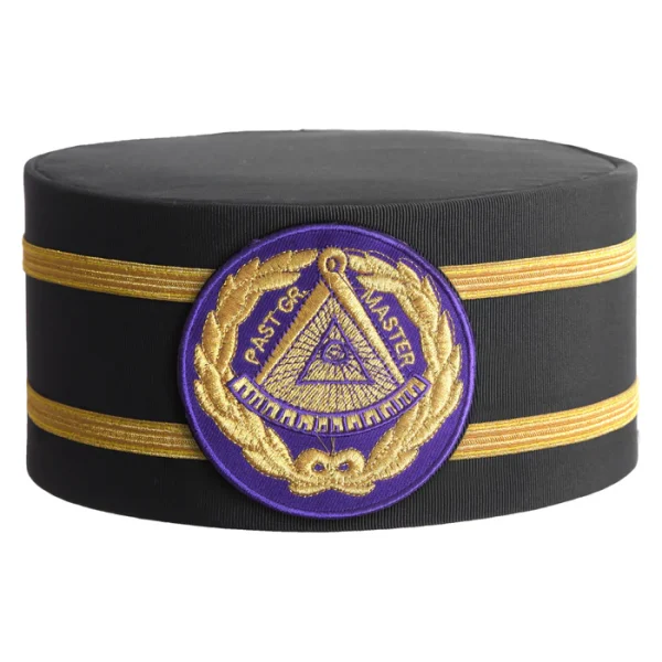 Past Grand Master Blue Lodge Crown Cap - Purple Patch with Double Braid