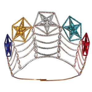 OES Crown - Rhodium Plating with Colorful Stars