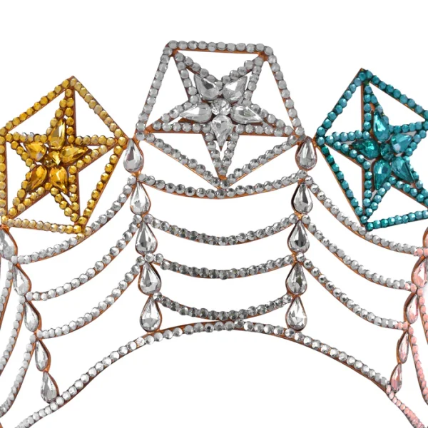 OES Crown - Rhodium Plating with Colorful Stars