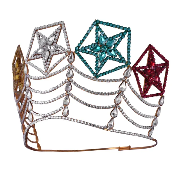 OES Crown - Rhodium Plating with Colorful Stars