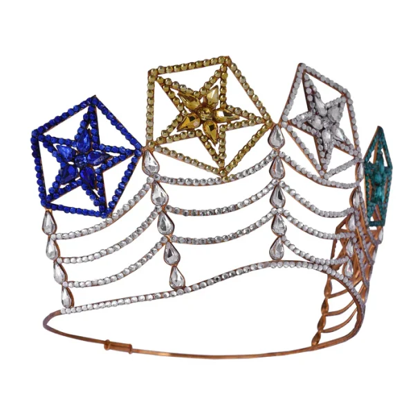 OES Crown - Rhodium Plating with Colorful Stars