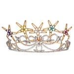 OES Crown Gold Plated - Colorful Crystal Star Stones Adjustable