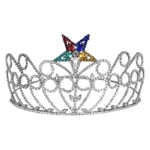 Order of the Eastern Star Crown – Rhodium Plated with Colorful Jeweled Stars