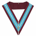 Past Master Mark Collar Sky Blue Maroon Moire - Officer Collar Ribbon