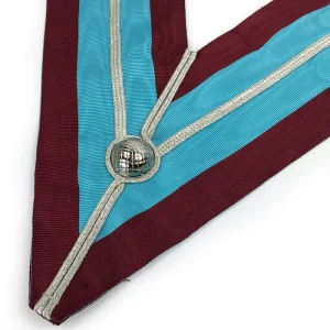 Past Master Mark Collar - Sky Blue & Maroon Moire