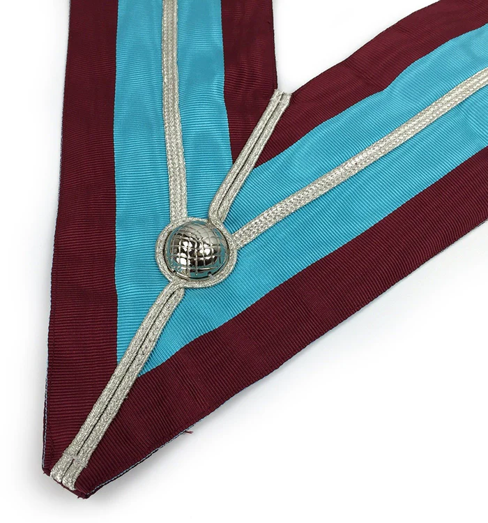 Past Master Mark Collar – Sky Blue & Maroon Moire