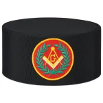 Master Mason Blue Lodge Crown Cap - Black Rayon Red Gold Wreath Emblem