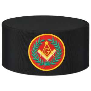 Master Mason Blue Lodge Crown Cap - Black with Red Emblem & Wreath