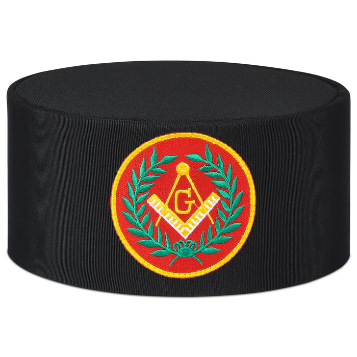 Master Mason Blue Lodge Crown Cap – Black with Red Emblem & Wreath